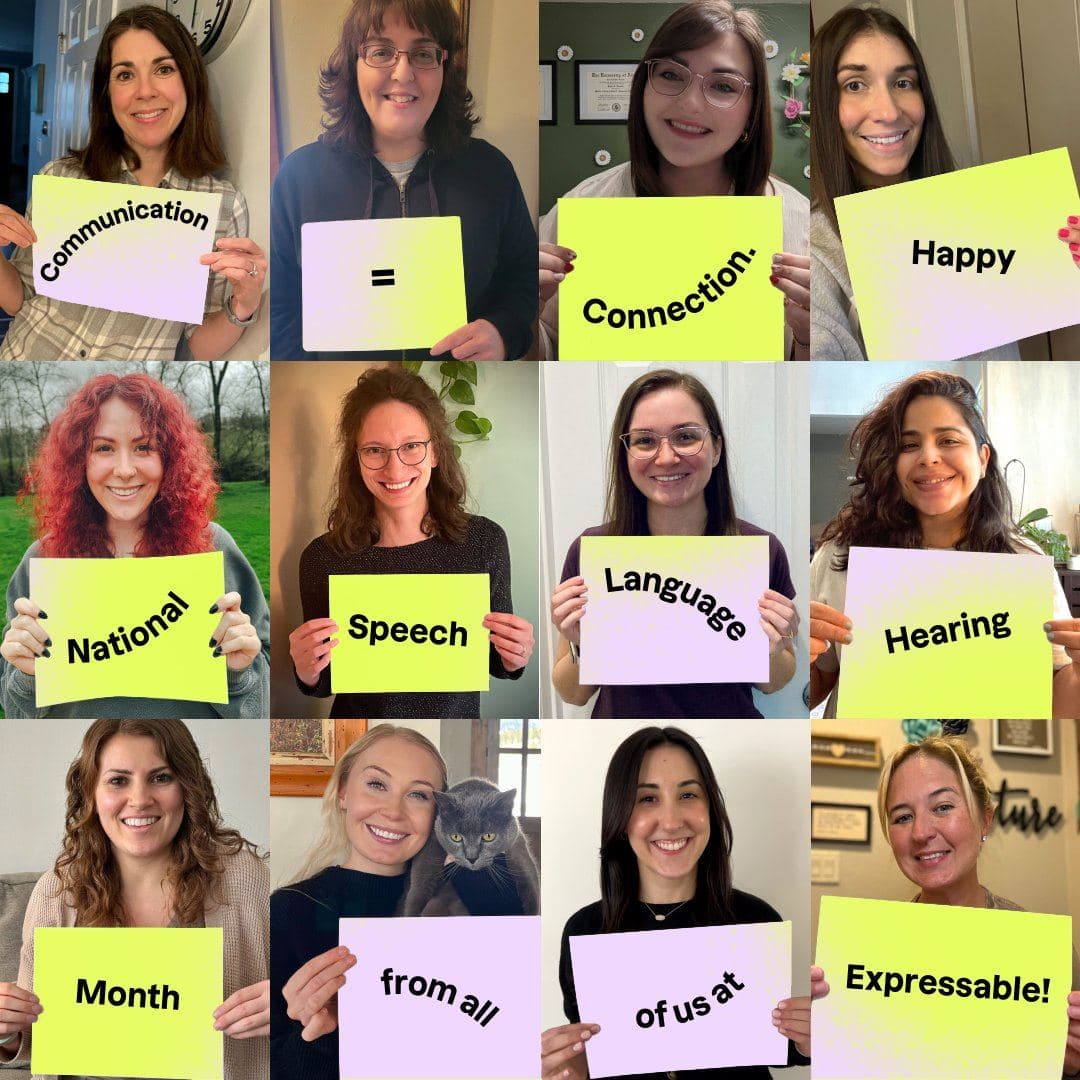 A mosaic of Expressable clinicians celebrating National Speech-Language-Hearing Month