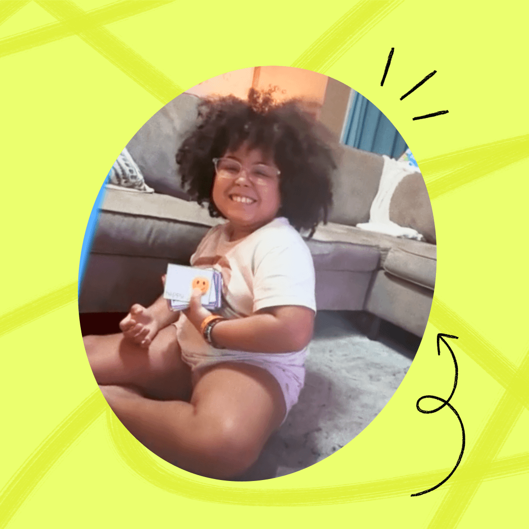 Child practicing speech therapy at home